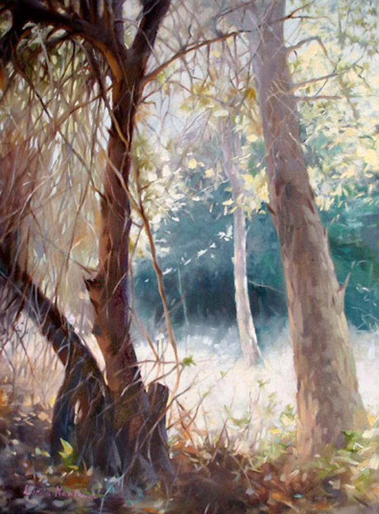 Morning Melody Trees Landscape Oil on Canvas by Linda Nearon Artist