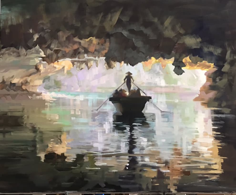 Halong Bay Vietnam Oil on Canvas by Linda Nearon Artist