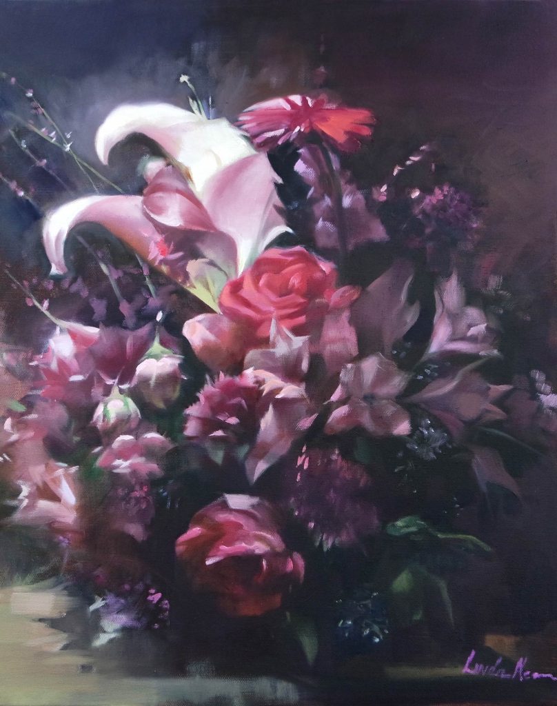 Her Majesty Floral Oil on Canvas by Linda Nearon Artist