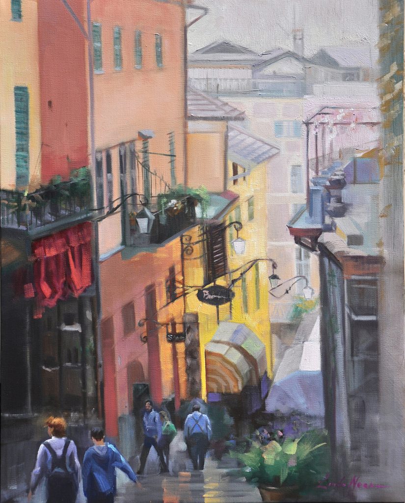 Bellagio San Francisco Street Oil on Canvas by Linda Nearon Artist