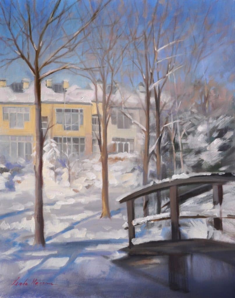 Moscow Snow Scene Oil on Canvas by Linda Nearon Artist