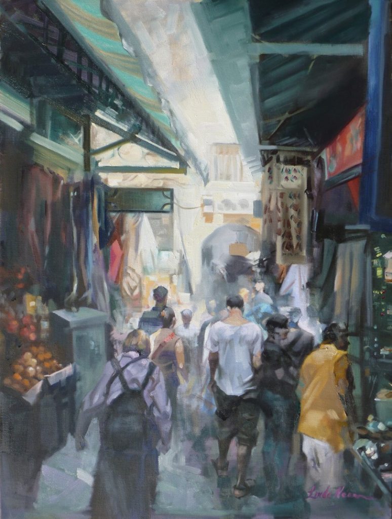 Old Town Market Oil on Canvas by Linda Nearon Artist