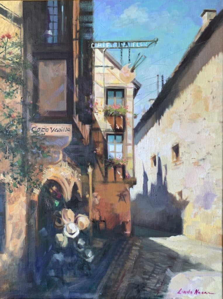 Street Scene From French Village Oil on Canvas by Linda Nearon Artist
