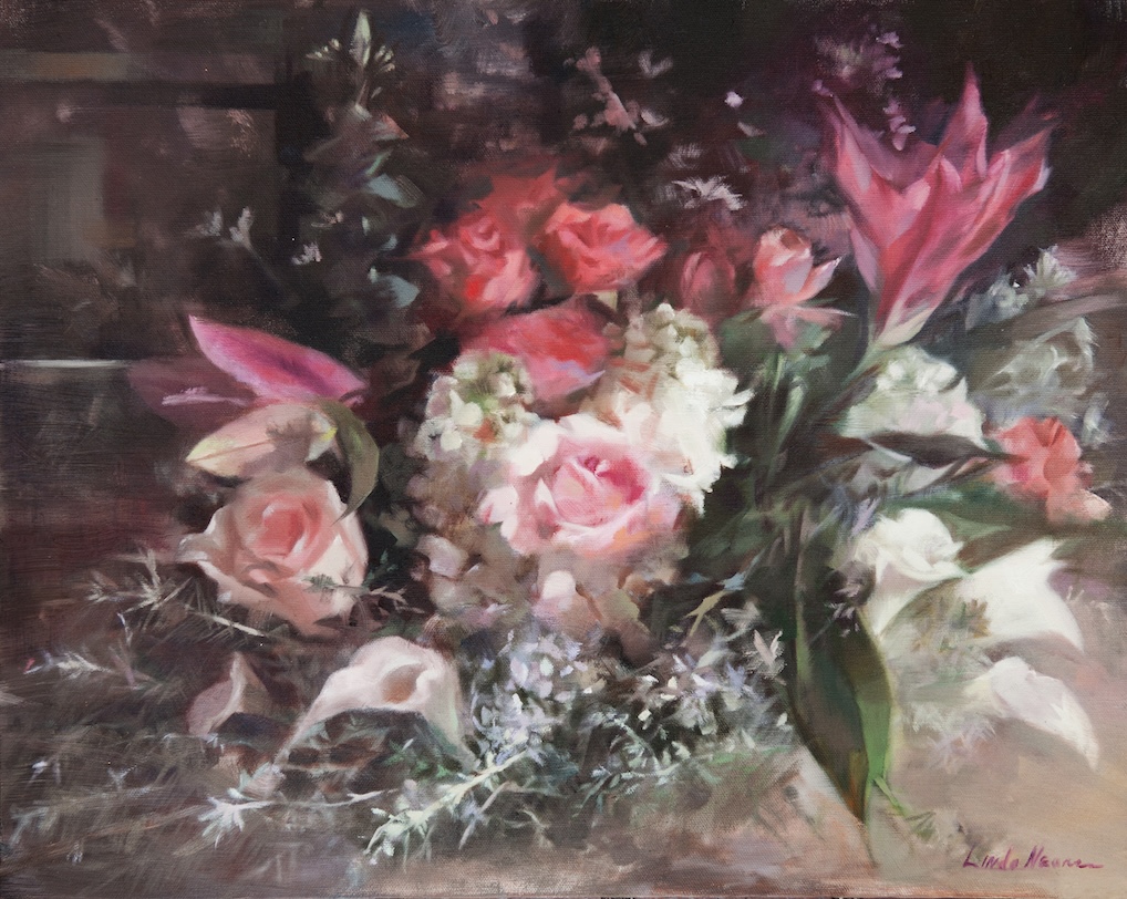 Victorian Floral Oil on Canvas by Linda Nearon Artist