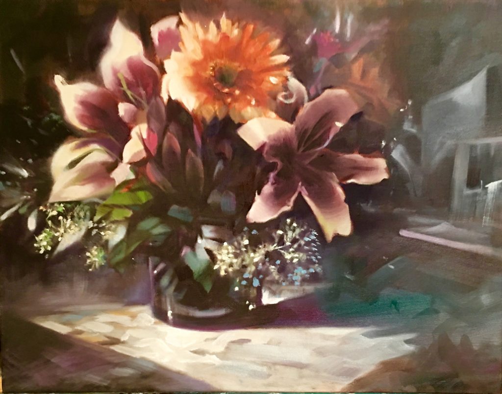 Winter Bouquet Floral Oil on Canvas by Linda Nearon Artist
